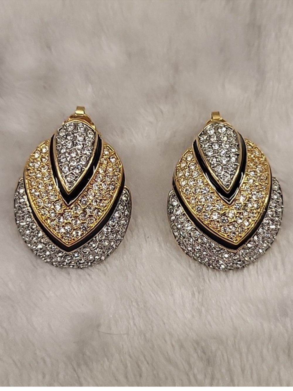 Vintage Butler Fifth avenue Collection Gold & Silver Crystal Teardrop Earrings